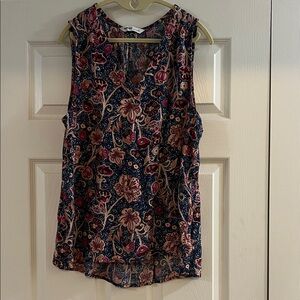 Sonoma Floral Tank Top - Navy and Burgundy